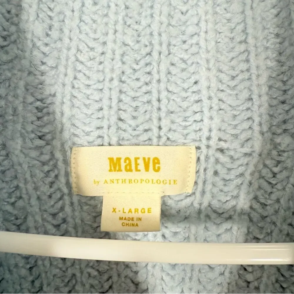 Anthropologie Maeve Athena Cowl Neck Sweater Pullover Alpaca Wool Blue XL
